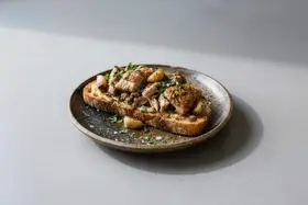 Roasted Chicken Garlic Open Toast